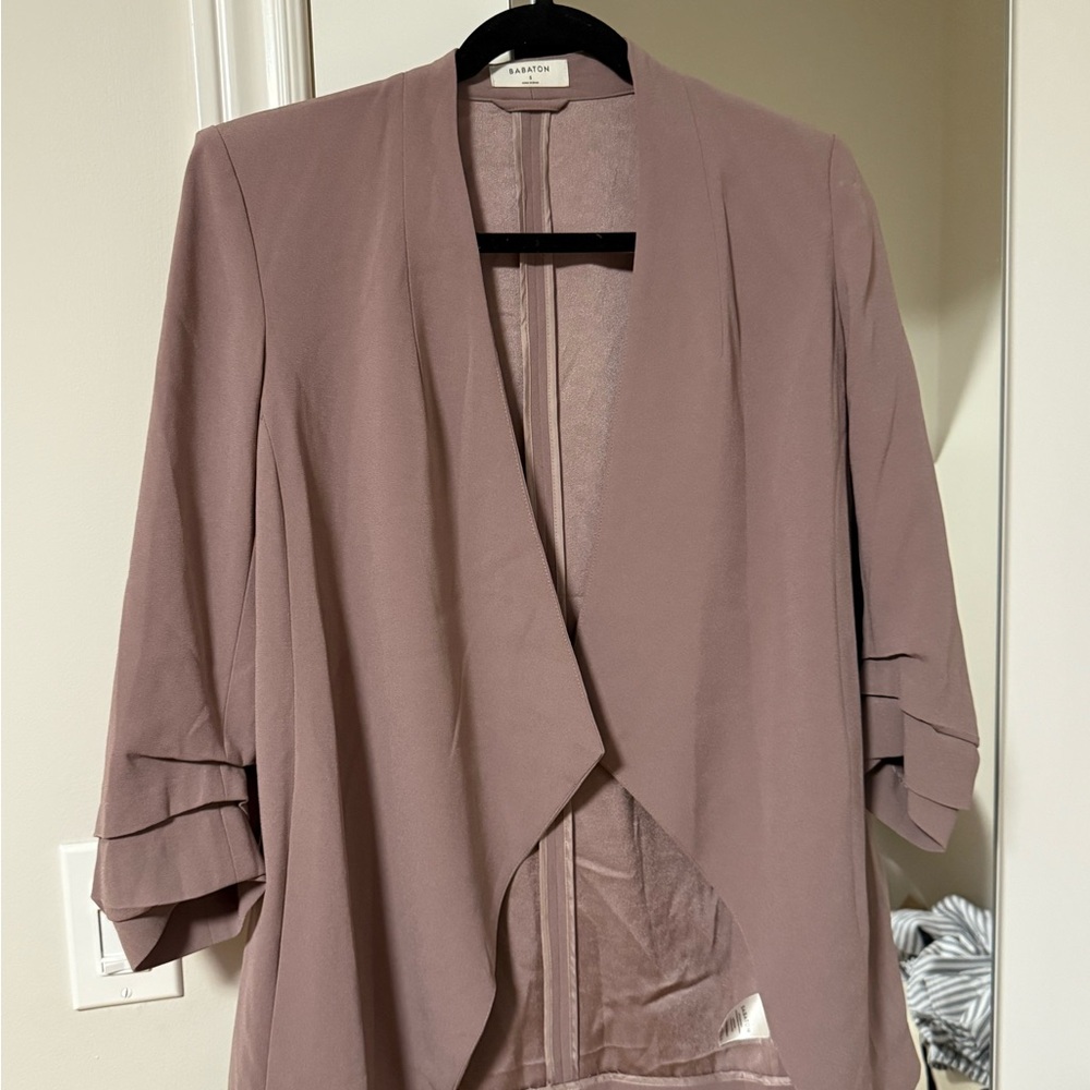 Babaton Aritzia Women's Soft Mauve Open-Front Blazer